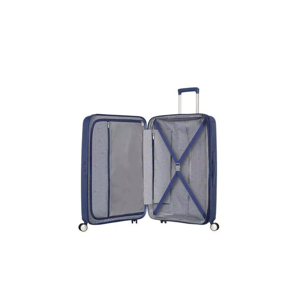 American Tourister Soundbox Spinner Suitcase for European Travel
